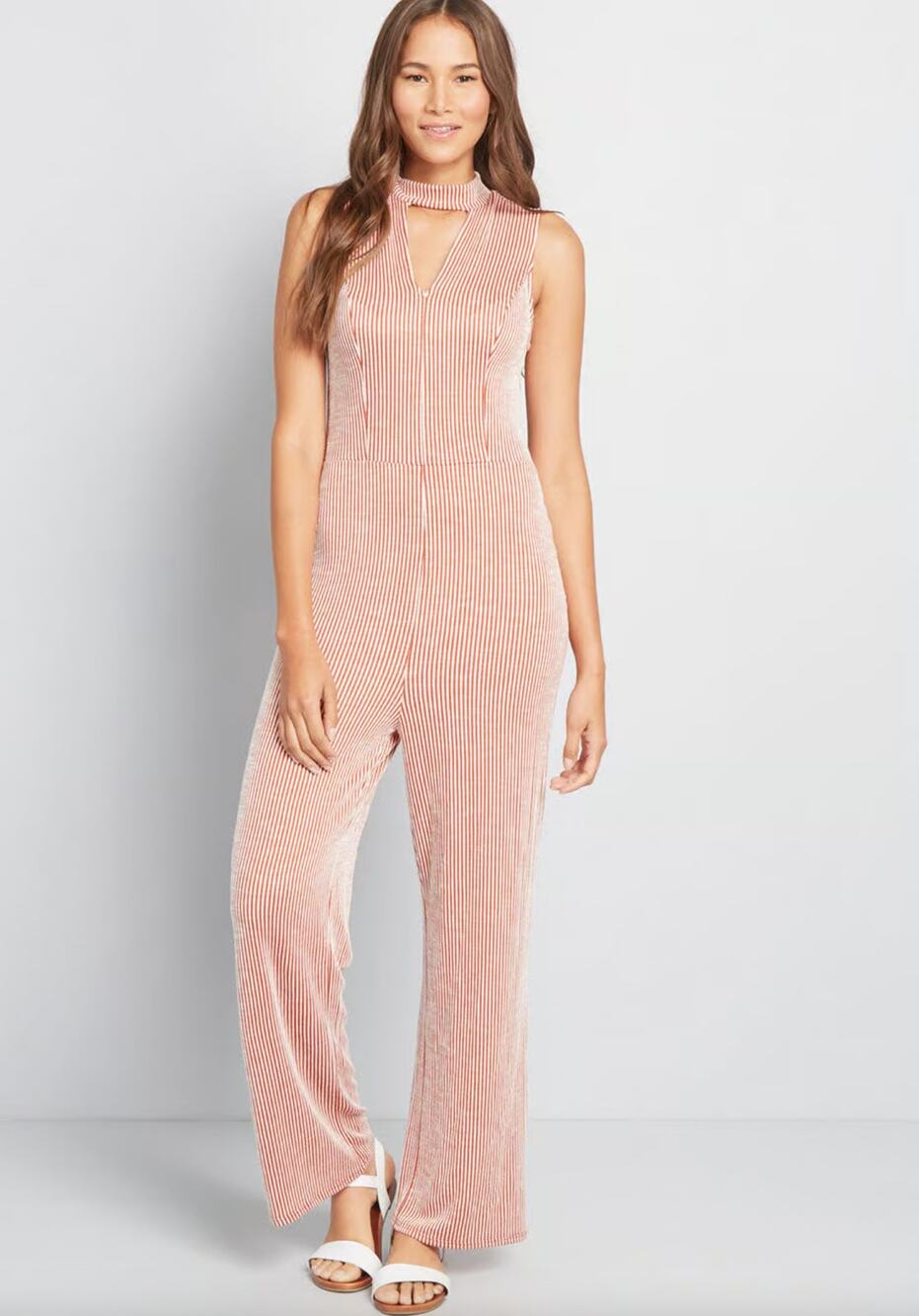 ModCloth For the Bliss of It Jumpsuit High Neck Wide Leg Preppy Red Stripes 2X - Picture 1 of 10